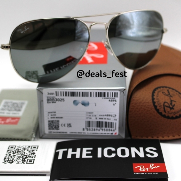 Model Display RayBan Aviator Silver RB3025 Mirror - Picture 4 of 17